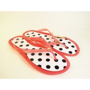 Kate Spade Pink Jelly Thong Sandals Black & White Polka Dots, Size 9 (US)